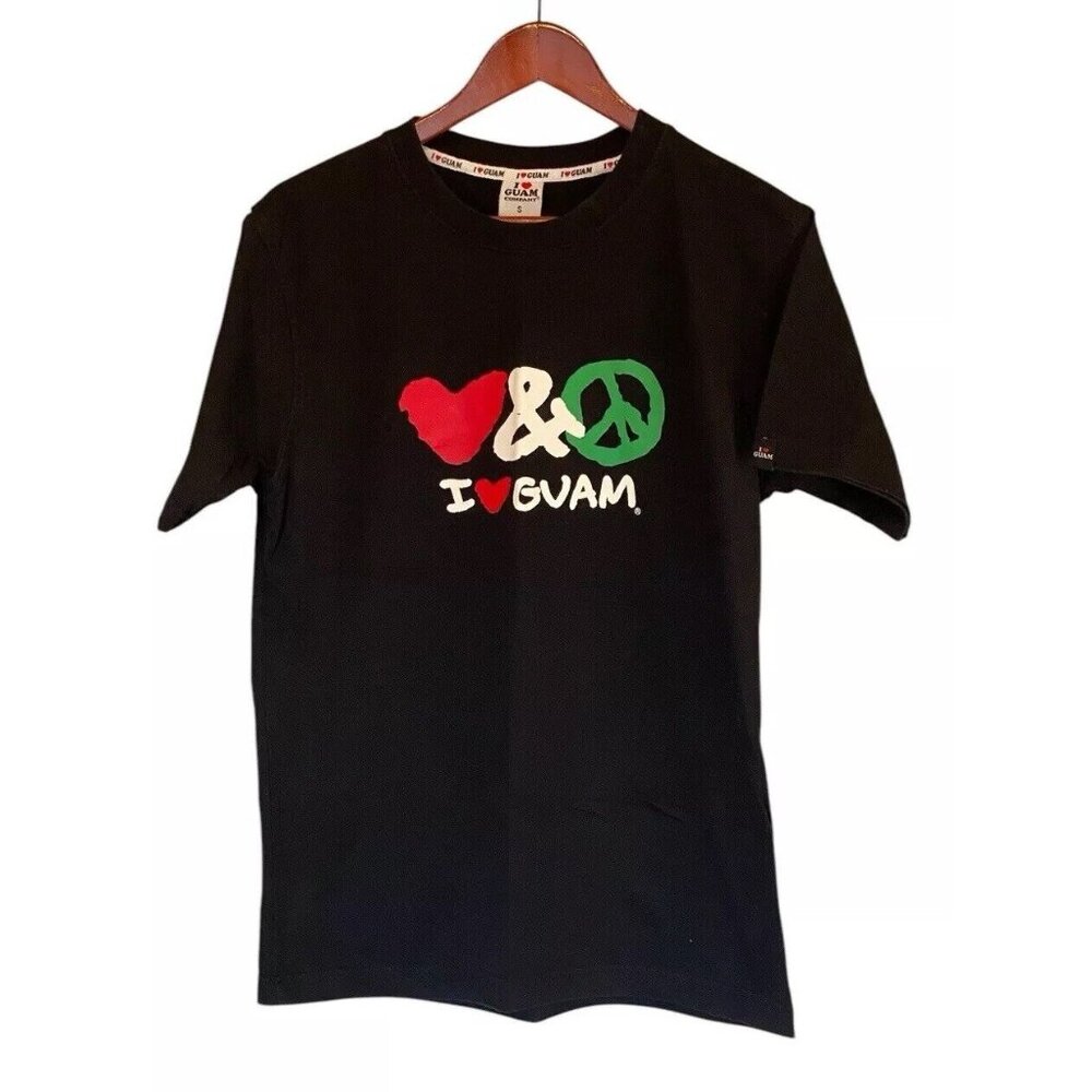 Love & Peace Guam Black S/S T-Shirt Men's Size S Guam Loves You Double Sided